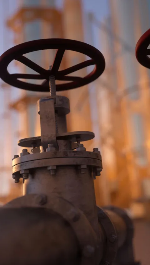 natural gas pipeline in a refinery 3d render